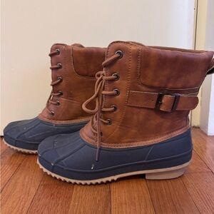 torrid Brown and Black Lace-Up Duck Boots